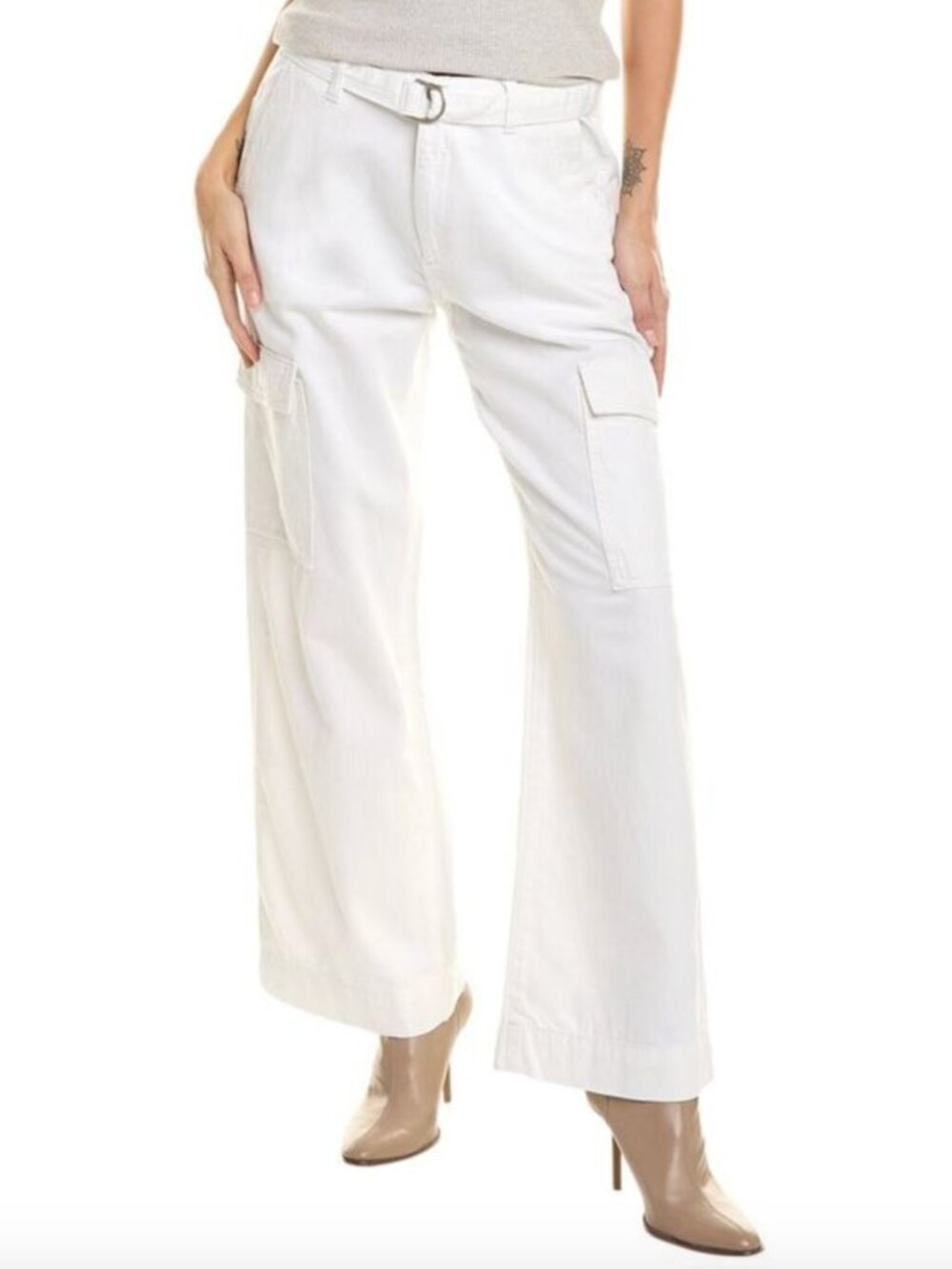 DL1961 Zoie Wide Leg Jeans Size 25 White Linen Blend Utility Gorpcore